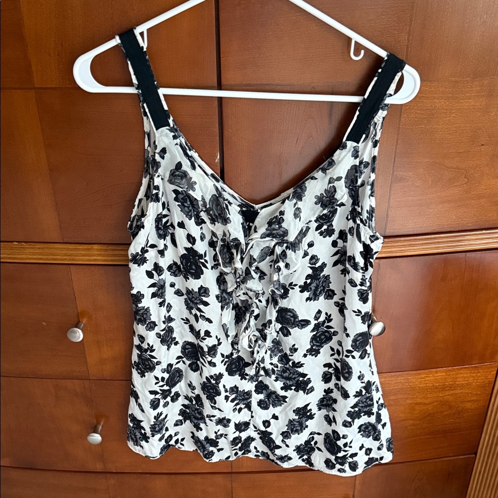 White House Black Market Black Floral Blouse